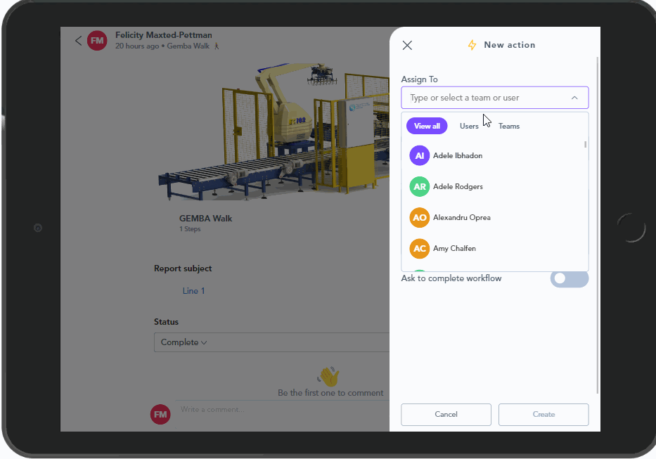 How to assign actions from within the Zaptic App 4