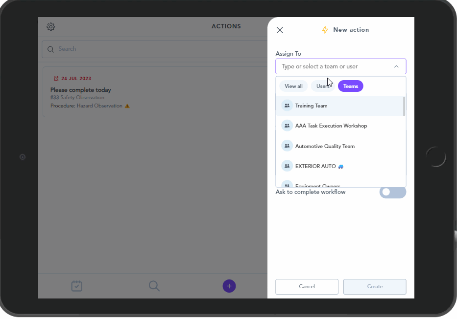 How to assign actions from within the Zaptic App 8