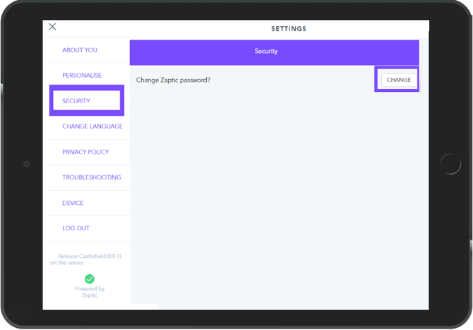 How to change your password in Zaptic App 2