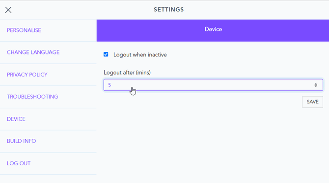 How to enable automatic log out within Zaptic 3