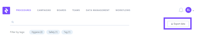 How to export data from the procedures page 2