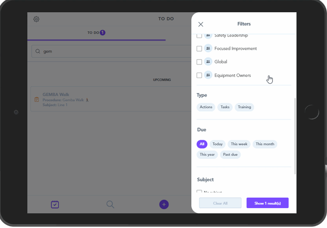 How to filter the Apps to do list 2