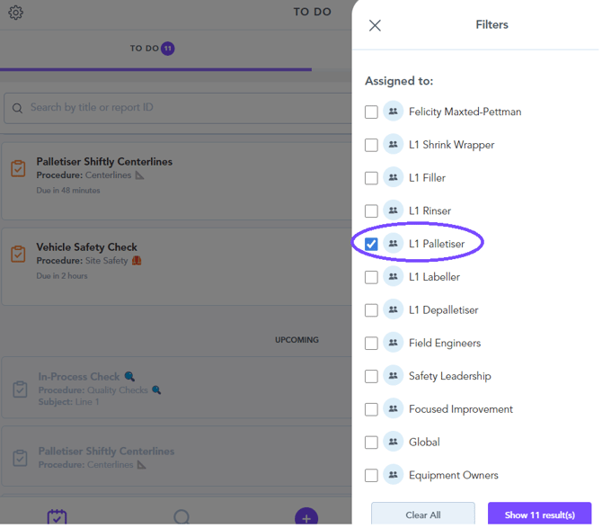 How to filter the Apps to do list 5
