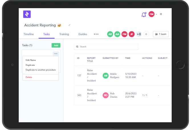 How to move tasks between procedures 1