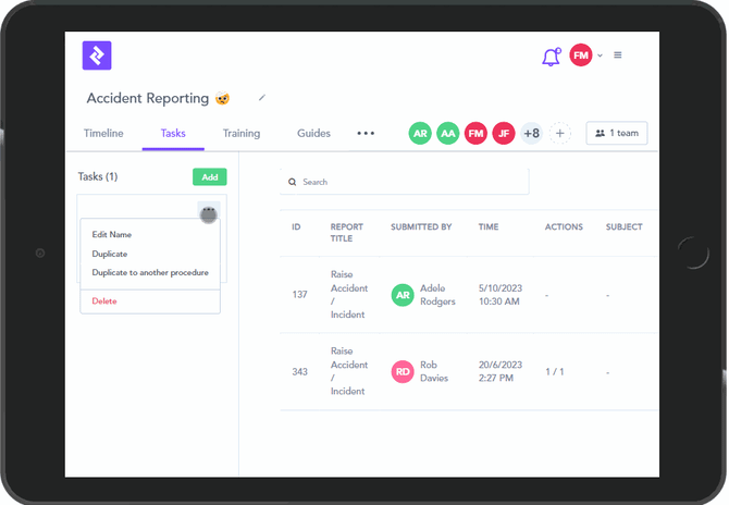 How to move tasks between procedures 2