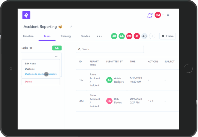 How to move tasks between procedures 3