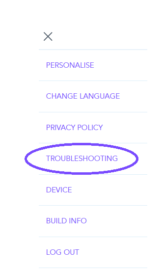How to use troubleshooting page within the app 2