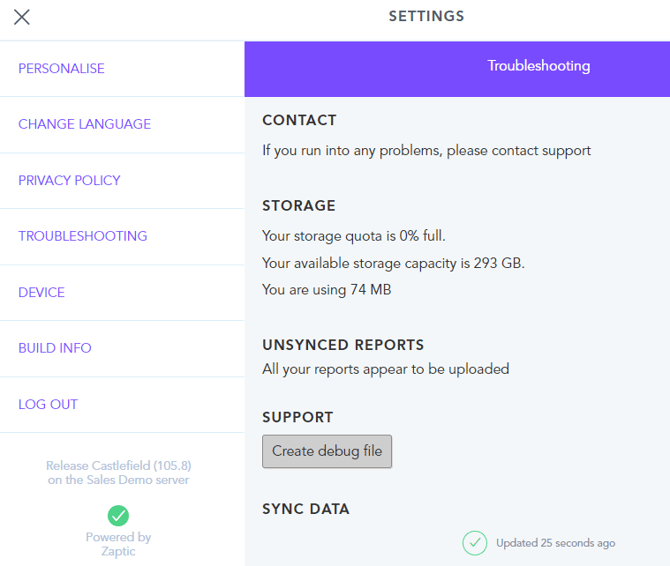How to use troubleshooting page within the app 3